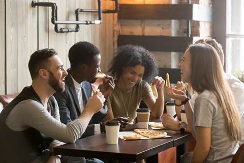 Group of friends eating