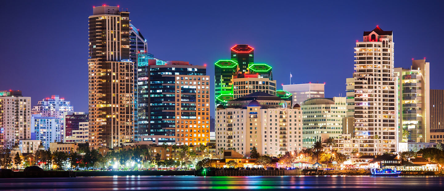 Downtown San Diego skyline at night