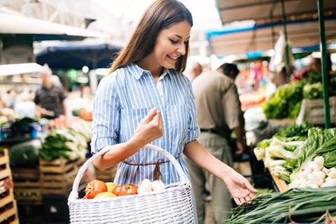 Woman at a farmers market