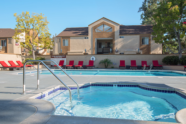 Outdoor pool and spa area